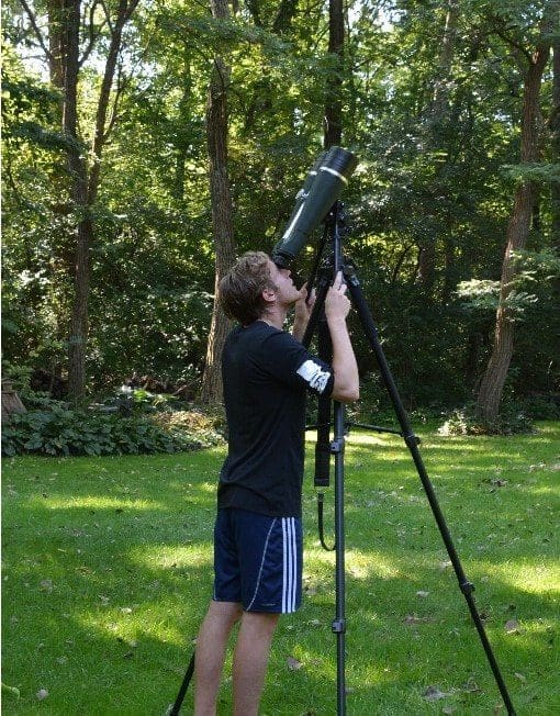 Man using the Oberwerk 5000 Tall Tripod/Head